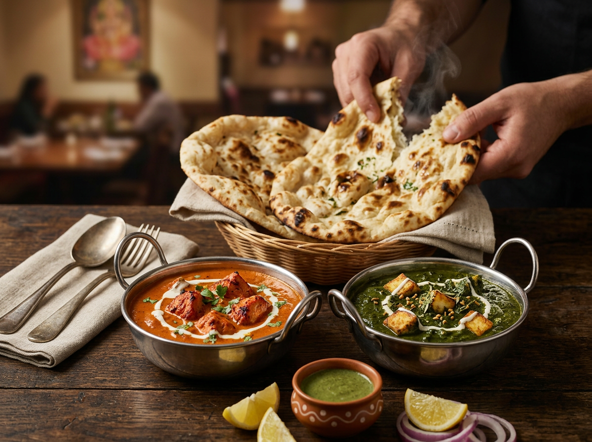 Curry and naan set at Amrapali